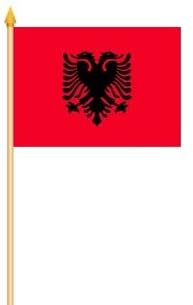 Albanien Stockfahne, Grösse 30x45 cm mit Stock, Stabfahne, Fahne, Flagge