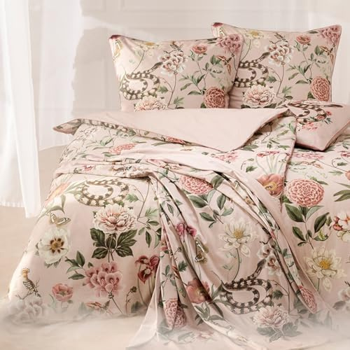 ESTELLA Mako-Satin Bettwäsche Set, 155x200 cm + 80x80 cm, Design: Hydra | 100% Baumwolle, Traumstoff Kollektion, Deutsche Markenqualität, Garantie Reißverschluss