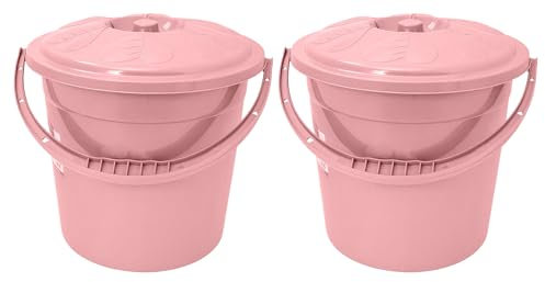 Best House | Plastic Bucket with Lid Handle | 10 Litres | PINK | 2 Pcs | Household Bucket | Storage Buckets Bin Container, Multipurpose Use for Home, Garden and Workshops (Pack of 2)