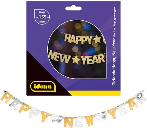 Idena Girlande Happy New Year gold /silber 160cm (1 piece)