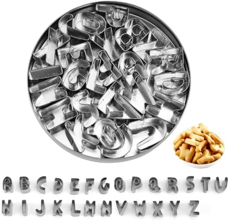 GXGM Emporte-Pièces, Alphabets Lettres Fondant Cookie Moule DIY Cuisson Moule en Acier Inoxydable Alphabet Biscuit Cuisine Gadget Cuisson Accessoires Ensemble