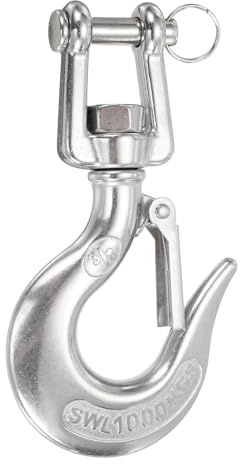 sourcing map Chain Grab Hook, 2200lbs 153mm Heavy Duty 304 Stainless Steel Swivel Slip Snap Hooks Lifting Hook Hardware with Safety Latch, Silver