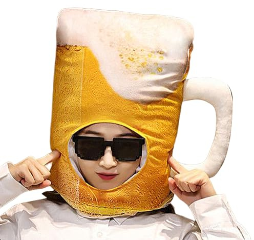 Beer Mug Costume - 15.75 x 11.81 Inches Funny Beer Mug Costume, Lightweight Cosplay Headpiece, for Bar Halloween | Carnival Performance Stage Oktoberfest Masquerade Fo