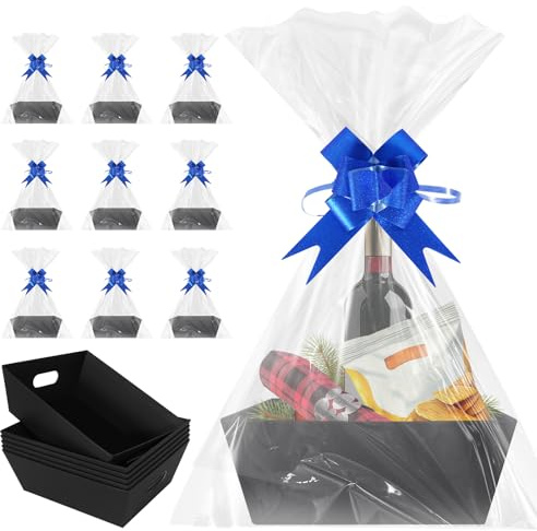 PräSentkorb Leer Pappe 9 Stück Großer Leerer Geschenkkorb für Personalisierte Geschenkverpackungen Geburtstag Weihnachten Valentinstag Ostern und Andere Feste (Schwarz)