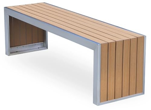 Bancs For L'extérieur,Bancs For L'extérieur,Pieds En Acier Inoxydable + Surface La Chaise En Bois Plastique, Imitation Du Grain Bois(Stainless Steel Primary)