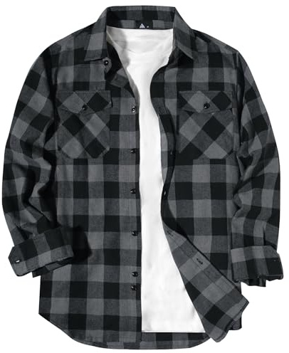 zitysport Chemise pour Homme à Carreaux Manches Longues Chemise Flanelle Bûcheron avec Poches Poitrine Chaude pour Le Travail en Extérieur et Les Loisirs Coupe Classique