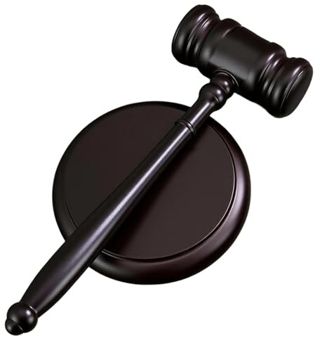 Eulihent Set Martello d'Asta in Legno Martello da Giudice e Blocco di Risonanza per Aste Tribunali Riunioni Avvocati Studenti Collezionisti Giochi di Ruolo (Version B)