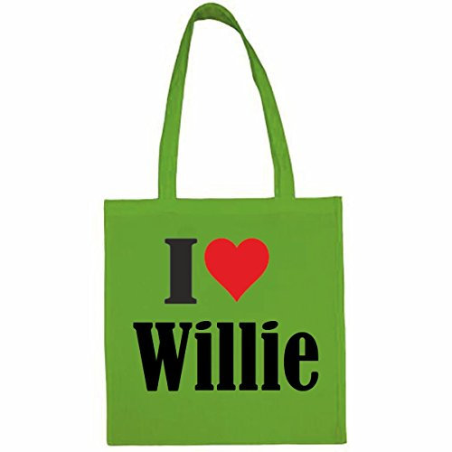 Reifen-Markt Tasche I Love Willie Größe 38x42 Farbe Grün Druck Schwarz