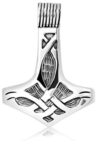 WithLoveSilver Sterling Silver 925 Celtic Axe Viking Amulet Hammer of Thor Mjolnir Pendant