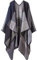 Shmily Girl - Damen Poncho Habe Gestrickt Überdimensionalen Decke Kap-Schal (Plaid/Schwarz)