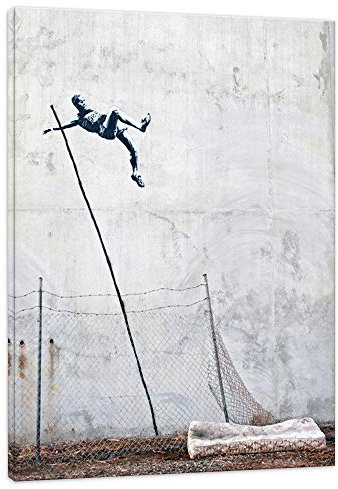 Banksy - Ghetto Olympics 70x100cm - Bilder Leinwanddrucke/Wandbilder Street Art Graffiti Kunstdruck 2cm (div.Größen/Motive) - Leinwandbild Wandbild/fertig aufgespannt/fertig zum aufhängen