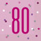 Dazzling 80th Glitz Pink & Silver Luncheon Napkins (16cm) - Soft & Chic Sparkling Design - Perfect for Celebrations & Events - 16ct