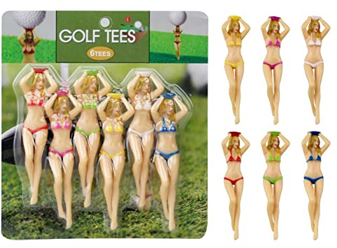 KOFULL Colored Golf Tees, Golf Tee, 3 inch Plastic Tee, Golf Practice Novelty Tees, White Elephant Stocking Stuffer Gifts for Him, Golfer Fun Gift, 6 per Set
