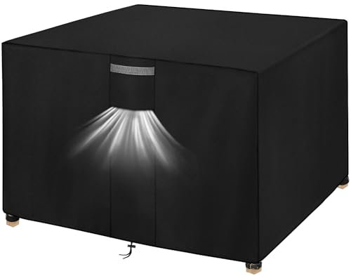 Dokon Housse Salon de Jardin Exterieur Imperméable, Tissu Oxford 420D, Coupe-Vent, Anti-UV Housse de Protection Table de Jardin (125x125x74cm) - Noir