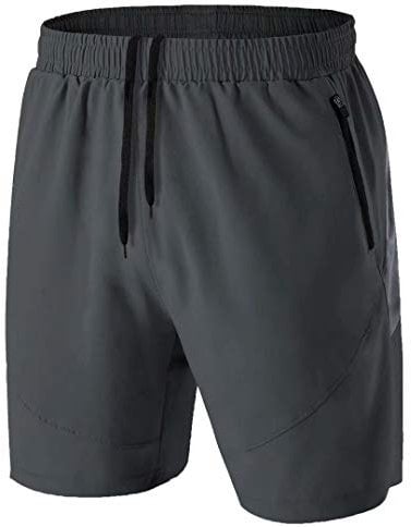 Herren Sport Shorts Kurze Hose Schnell Trocknend Sporthose Leicht mit Reißverschlusstasche(Dunkelgrau,EU-M/US-S)
