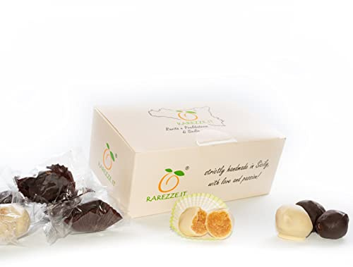 RAREZZE - Pâtisseries de pâte d'amande au RHUM, recouvert de chocolat dans un jolie coffret cadeau (gr.400). RAREZZE: petit gâteaux sicilien, cannoli, cassate, pâtisserie artisanale