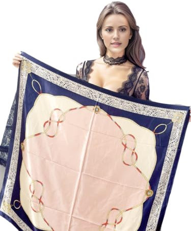 LA FERANI Designer Damen Seidentuch Rosa klassisch Halstuch Seide Chiffon Schal formelle Anlässe Tuch Umschlagtuch leicht 90x90cm Bandana Seidenschal Geschenk Stola Tochter Mutter (Model 6)