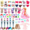 Miunana 25 Accesorios para 11.5 Pulgadas Muñeca De 28-30 cm: 4 Trajes De Baño + Pijama + Toalla + Salvavidas + 2 Ropas Sirena + 8 PCS Zapatos + 8 Accesorios （Seleccionado Al Azar