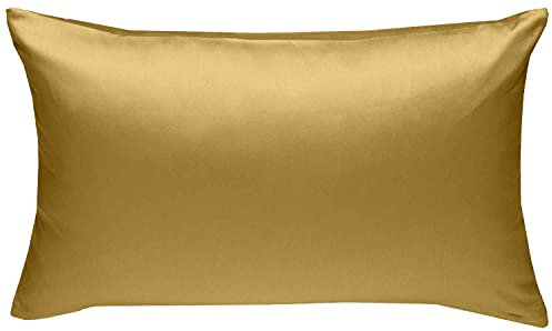 Mako-Satin Baumwollsatin Bettwäsche Uni einfarbig zum Kombinieren (Kissenbezug 40 cm x 60 cm, Gold) viele Farben & Größen