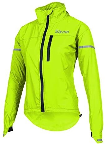 SIKMA Veste de cyclisme pour femme et fille - Imperméable - Résistante à l'eau - Pour la course à pied - Haut décontracté, Fluo, M