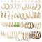 CASSIECA 38 Paar Gold Perlen Ohrringe Set für Damen Mädchen Mode Kettenglied Creolen Ohrstecker Tropfen Ohrringe Boho Statement Acryl Creolen Hypoallergen Ohrringe Geburtstagsfeier Schmuck Geschenk