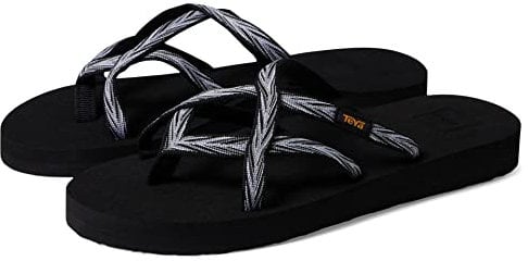 Teva Women's W Olowahu Sandal, Palms Black/White, 8 UK