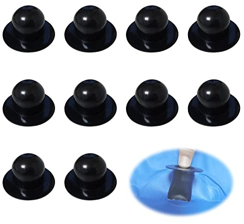 SIKAMARU Pack of 10 Swimming Pool Wall Hole Plugs, Swimming Pool Replacement Parts, Filter Hole Plugs, Strong Sealing, Above Ground Pool Filter Pump Replacement Hole Plugs, Pool Adapters (Black)