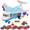 Avion Jouet Déformable avec Lumières Et Musique - Ensemble De Transport Voiture - Playmobil Cadeau pour Enfant