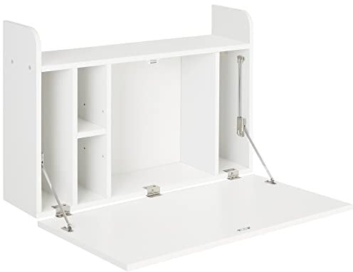 HOMCOM Bureau Suspendu Table Murale Table d'ordinateur Murale et Tablette Rabattable avec rangements - 77 x 20 x 51 cm