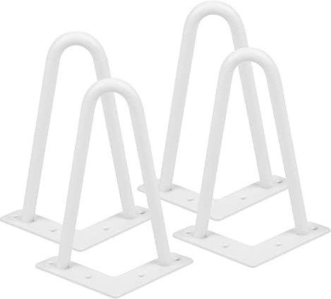 MINGYI Jambe de Table en Épingle à Cheveux, Lot de 4 Pieds Hairpin, Pieds Hauteur 20 cm, Pieds en Acier, Blanc A