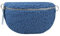 Made in Italy Damen Leder Gürteltasche Crossbody Teddyfell Bauchtasche Hüfttasche Kunstfell Umhängetasche Brusttasche Crossover Bodybag Schultertasche Handytasche Teddy Pelz Fell Plüsch Jeansblau