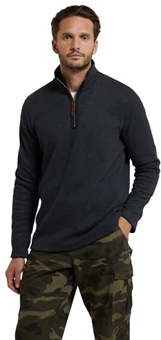 Mountain Warehouse Beta Mens Zip Neck Top | Lightweight, Warm & Cosy Half-Zip Jumper Pullover, Bonded Fleece Sweatshirt for Warmth, For Travel, Casual