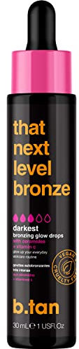 b.tan Dark Self Tanning Drops for Face & Body | That Next Level Bronze - Darkest Gradual SunlessTanner Bronzing Glow Drops, Vegan, Cruelty Free, 1.0 Fl Oz