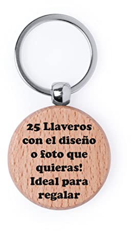Uvimark - Set Llaveros Personalizados de Madera para Detalle | Impresión UV Full Color, Detalle para Boda, Comunión Bautizo Empresa | Regalo Original Hombre y Mujer, Individual en Bolsita