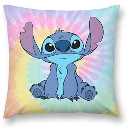 NUIGUBF Kompatibel mit Disney Lilo & Stitch Cartoon Cute Pattern Dekorative Kissenbezug, Kinder Super Soft Pillowcase Home Soft & Comfortable 18x18 Zoll (Doppelseitig)