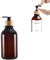 500 ml dicker, bernsteinfarbener Seifenspender, glänzende Oberfläche mit schwarzer Bambusholzpumpe, Boston runde Flaschenspender mit rostfreier Pumpe für ätherische Öle, Lotion, Seife (1 Stück)