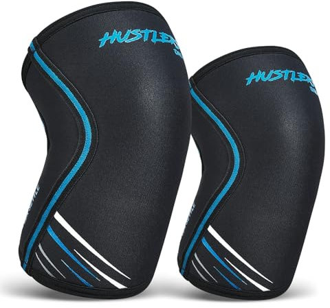 Hustlers Only Knee Sleeves Weight Lifting with 7mm Neoprene Gym Knee Sleeve for Squats, Power Lifting, Double-Ply Compression for Knee Support & Protection (OG Black, M)