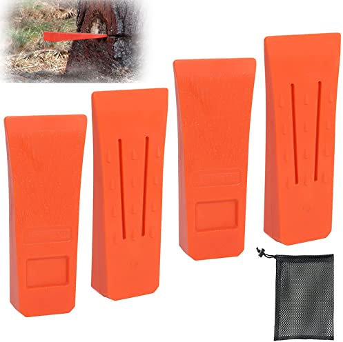 Intckwan 6 Kettensägen Fällkeil mit Spikes für Sicheres Fällen, Spaltkeil für Holz aus ABS-Kunststoff mit Tasche, Robust und Langlebig, Forst Zubehör Wald, Zubehörwerkzeug für Holzfäller (4 Stück)