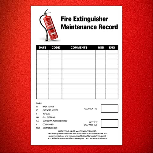 Lot de 20 autocollants en vinyle pour entretien d'extincteur 114 mm x 75 mm