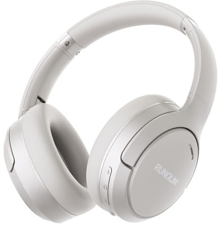 RUNOLIM Hybrid Active Noise Cancelling Headphones, Wireless Over Ear Bluetooth Headphones with Microphone, 65H Playtime, Foldable Wireless Headphones with HiFi Audio, Deep Bass for Home Travel Office