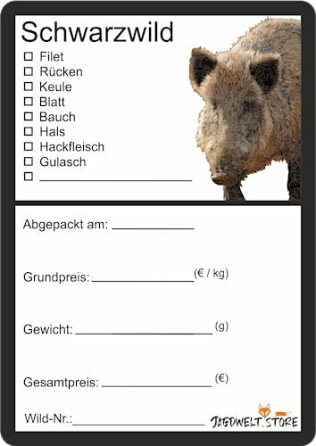 Wildbret Etiketten zur Kennzeichnung von Wildfleisch 6 x 9 cm Schwarzwild V (100)