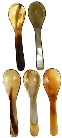 Yardwe Appetizer Spoons 5Pcs Multi-use Spoons ox Horn Small Spoons Natural Tea Spoon Coffee Spoon Household Natural Cake Vintage Coffee Spoon Cake Spoon 5 Piece Set Food Spoon Necessity