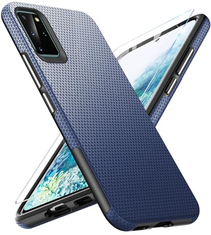 Vaki Handyhülle für Samsung Galaxy S20 Plus Hülle mit Schutzfolie, Stoßfest Bumper Kratzfestigkeit rutschfest Schutzhülle Schwer Silikon Armor für Samsung S20 Plus Case Cover (Blau)
