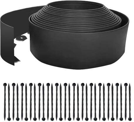 Bordure de Jardin en Plastique 10 mètres Hauteur 10cm Bordure Jardin Exterieur avec 30 Piquets d’ancrage Bordure de Jardin Flexible pour Herbe, Parterre de Fleurs, allée, Noir