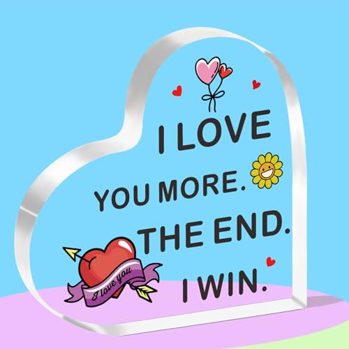 QMVMV Heart-Shaped Acrylic Plaque - Boyfriend & Husband Gifts for Him & Her - Valentines Day & Birthday - I Love You Gifts