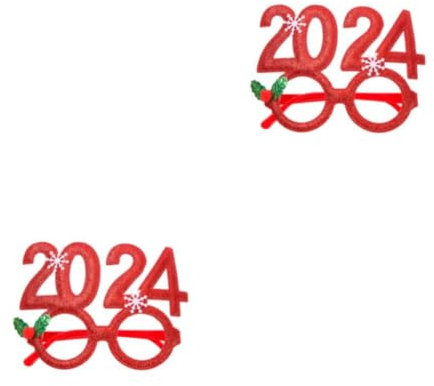 WNDUOKXH 2 Satz von Trendy mit 2024 Brillengestell in einzigartiger, lustiger Form, Partyzubehör, breite Anwendungsmöglichkeiten, Universalgröße, Rot
