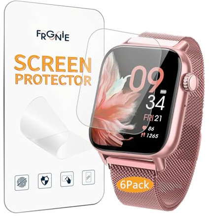 Frgnie Schutzfolie Kompatibel mit DEKELIFE Smartwatch 1,85 (6 Stück) HD Flexibel TPU Folie Kompatibel für BANLVS G39 Smartwatch Displayschutzfolie