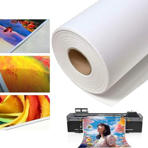 ybaymy Toile en rouleau 91 cm x 30 m en 100 % polyester 260 g/m² prête à être peinte, toile à jet d'encre, rouleau de toile, pour peinture acrylique, peinture à l'huile, impression à jet d'encre
