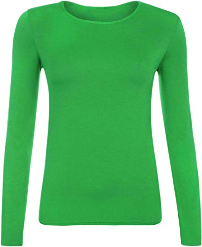 VEARZ® Womens Plain Long Sleeve T-Shirts – Ladies Stretchy Casual Basic Tops Summer Slim fit Round Neck Tee Tops Plus Size UK 8-26