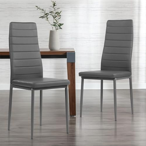 Liink1Ga Esszimmerstühle Küchenstühle 2er Set Stühle Grau, Moderner Gastrostühle Besucherstuhl Küchensessel Esszimmer Stühle Essstuhl mit Kunstleder Für Büro/Küche/Esszimmer/Wohnzimmer